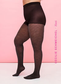 Strømpebukser med glitter og stribet mønster, Black, Model