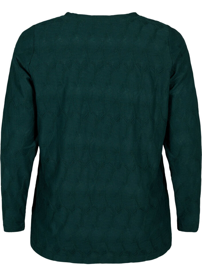 FLASH - Langærmet bluse med struktur, Scarab, Packshot image number 1