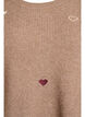 Strikbluse med hjerter og 3/4 &aelig;rmer, Brun, Packshot image number 2