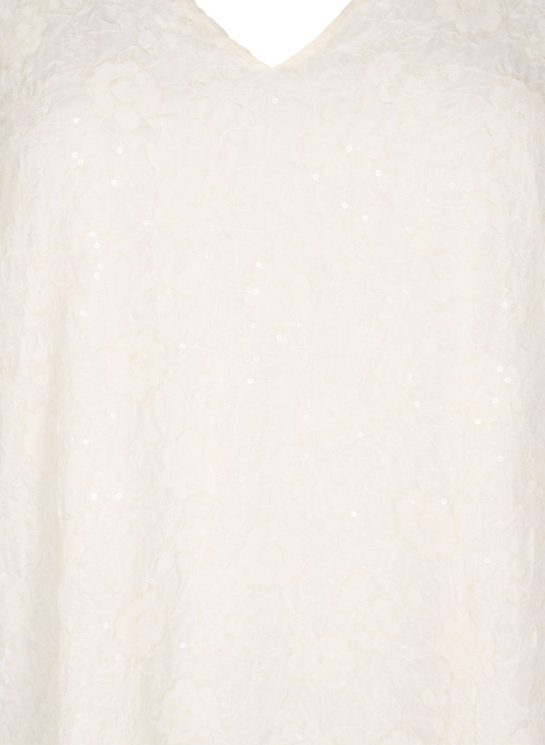 Zizzi Kort festkjole med pailletter, Vanilla, Packshot image number 2