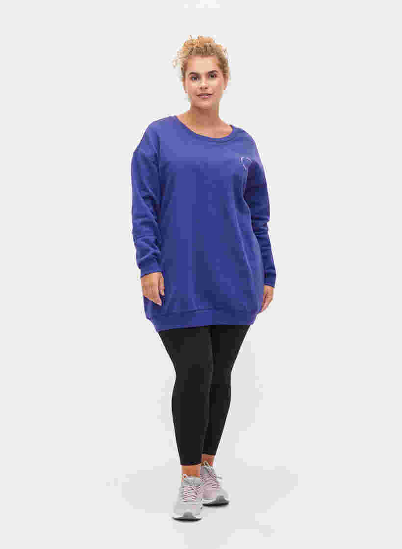 Sweatshirt i bomuld med tryk, Deep Blue, Model image number 2