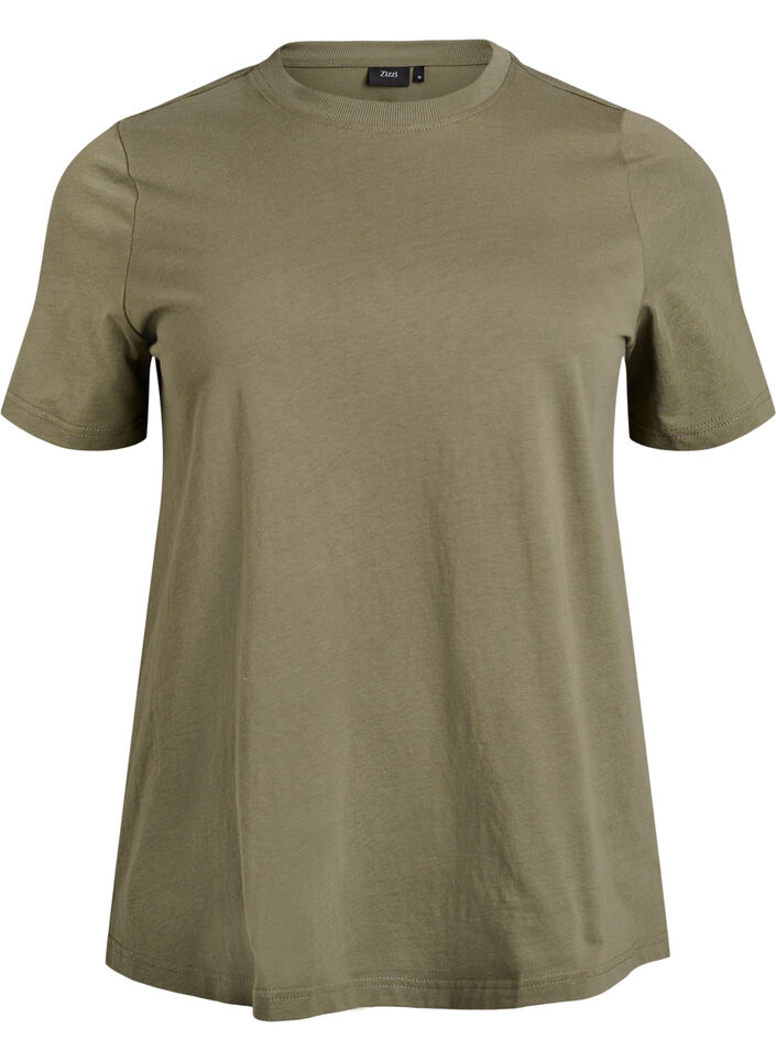 Basis t-shirt i bomuld med rund hals, Gr&oslash;n, Packshot image number 0