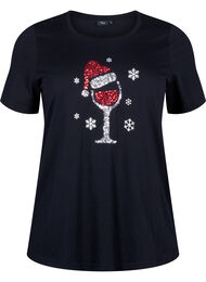 Jule t-shirts i 100% bomuld, Black w. Wine