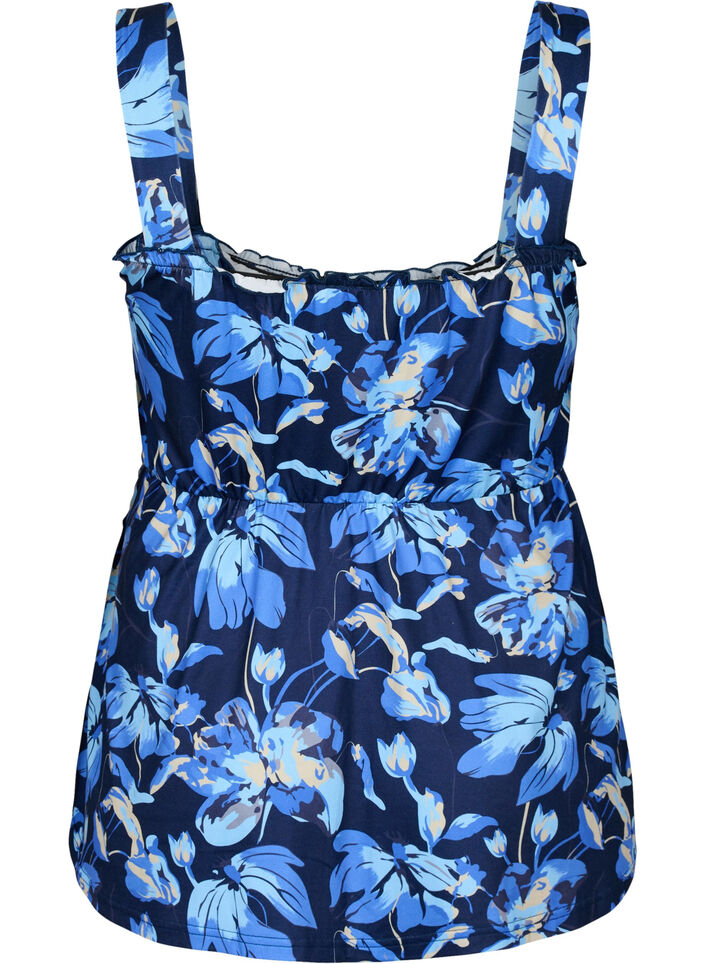 Ammevenlig top med smock, Blue Flower Print, Packshot image number 1