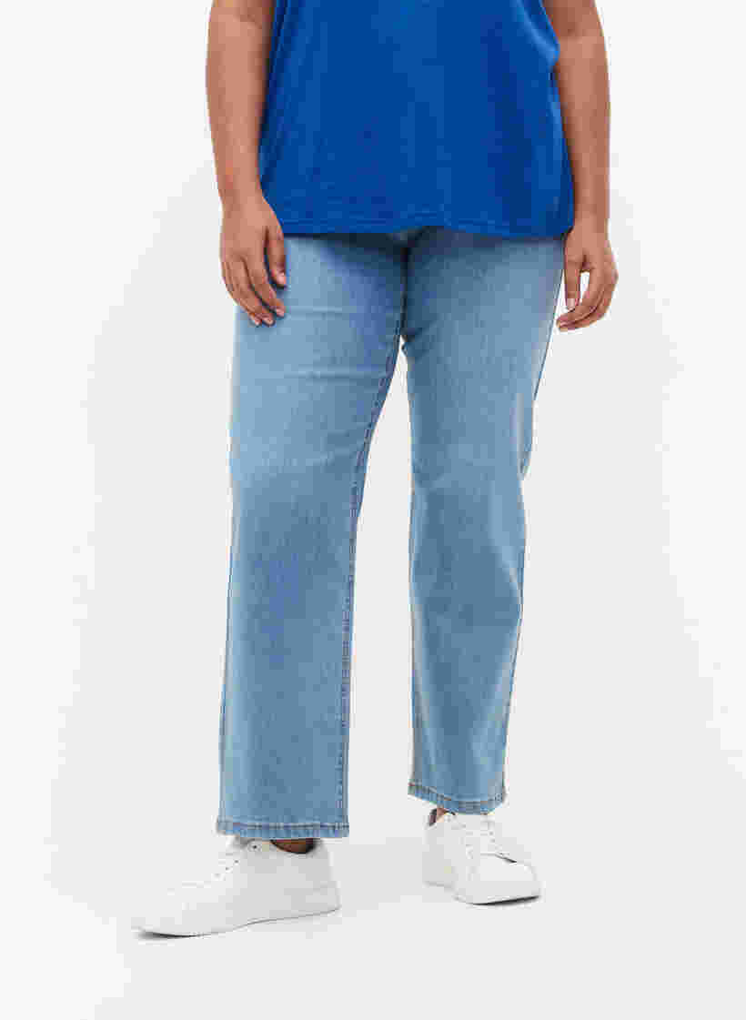 Højtaljede Gemma jeans med regular fit, Light blue, Model image number 2
