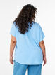 Bluse med korte &aelig;rmer og rund halsudsk&aelig;ring , Bl&aring;, Model image number 2