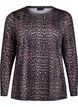 Langærmet træningsbluse med leopardprint, Brun, Packshot image number 0