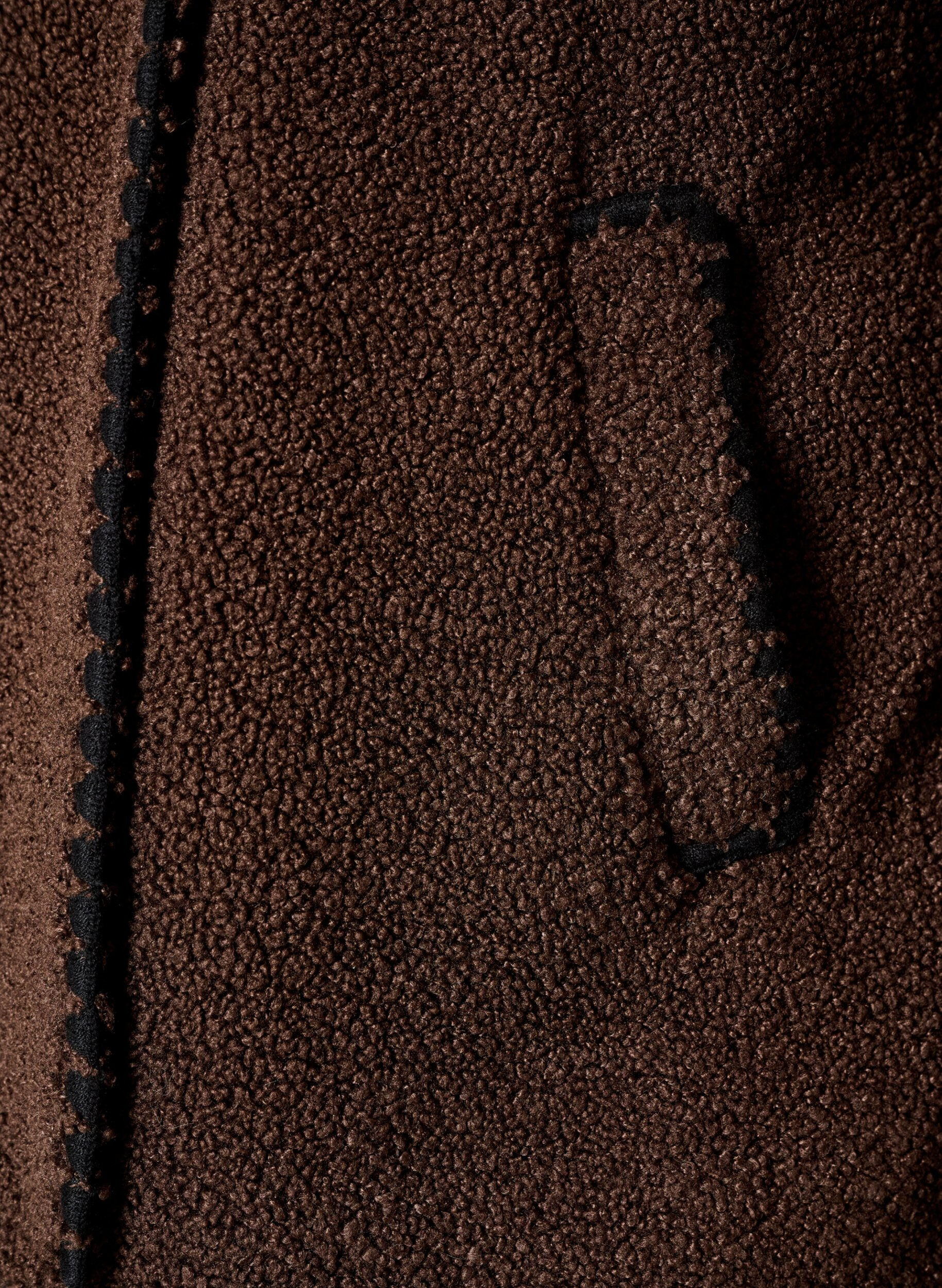 ZizziTeddyjakke med kontrastdetaljer, Brun, Packshot image number 2