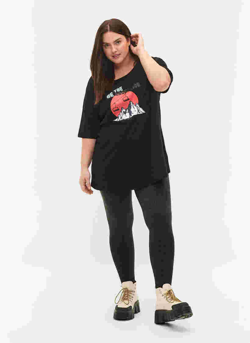 Bomulds t-shirt med tryk , Black/Dubarry, Model image number 2