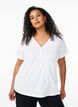T-shirt med knapdetalje, Hvid, Model image number 0