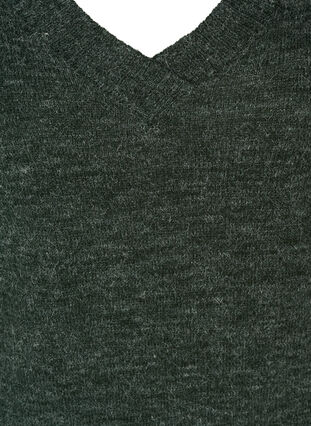 Meleret strikkjole med v-udskæring, Darkest Spruce melange, Packshot image number 2