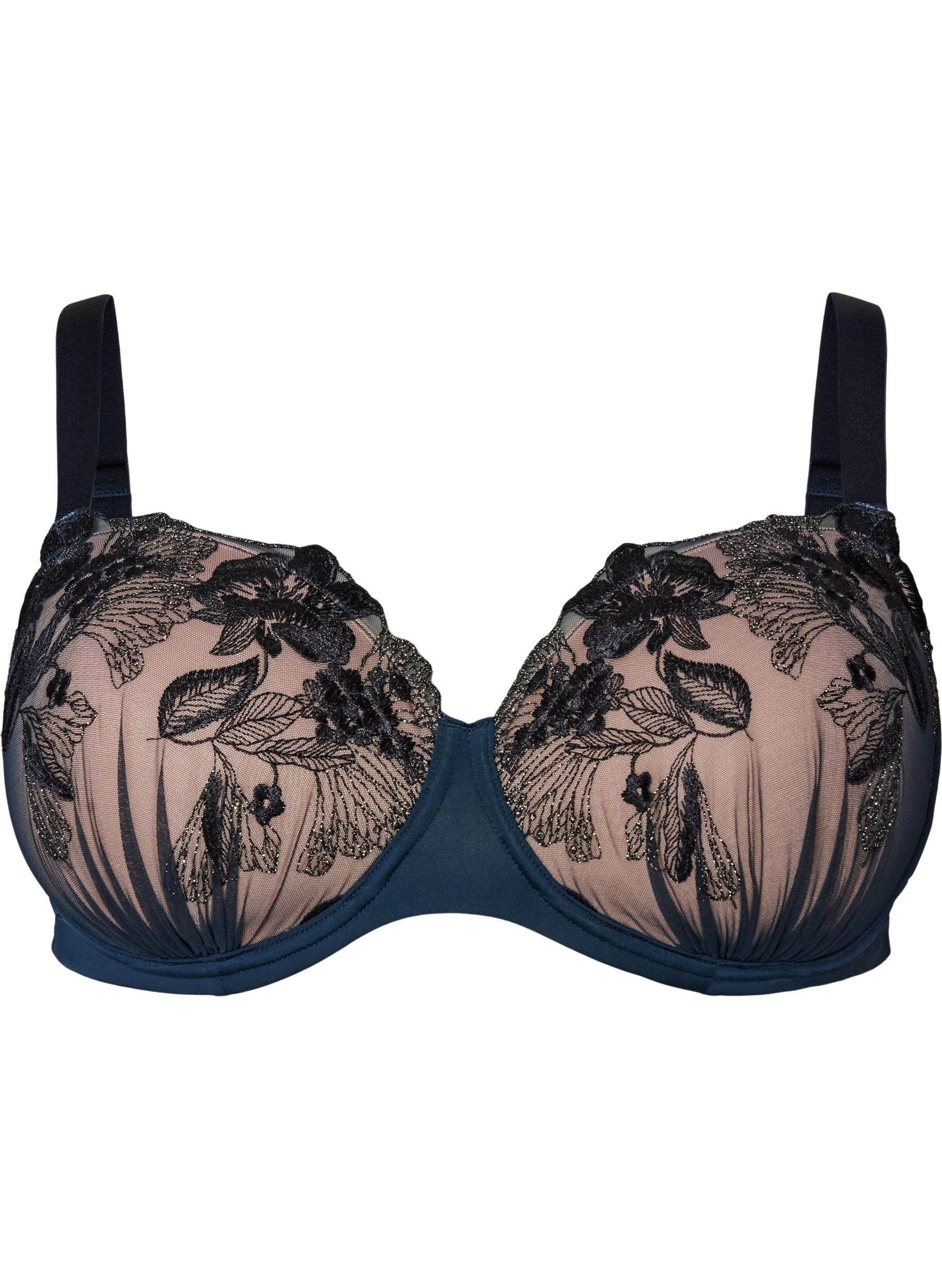 ZizziFormst&oslash;bt bh med blomsterbroderi og draperinger, Bl&aring;, Packshot image number 0