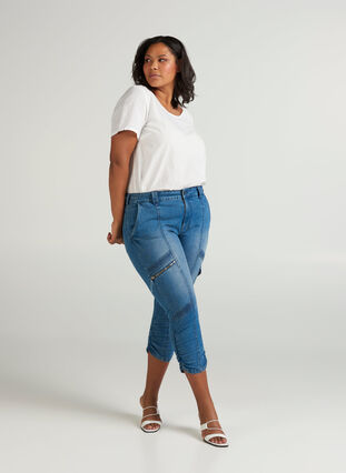 Nille capri jeans, Blue denim, Model image number 1