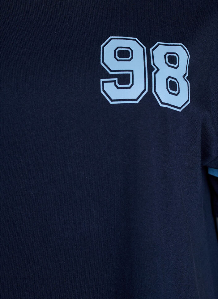 Kort t-shirtkjole med sporty detaljer, Bl&aring;, Packshot image number 2