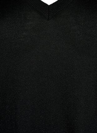 Viskose strikkjole med glimmer og slids, Black w. DTM Lurex, Packshot image number 2