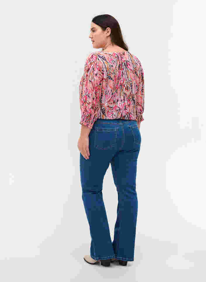 Ellen bootcut jeans med store lommer, Blue denim, Model image number 1