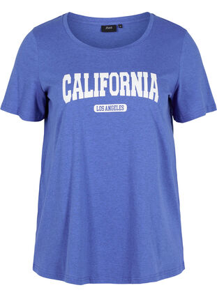 Bomulds t-shirt med tryk, Dazzling Blue Califo, Packshot image number 0