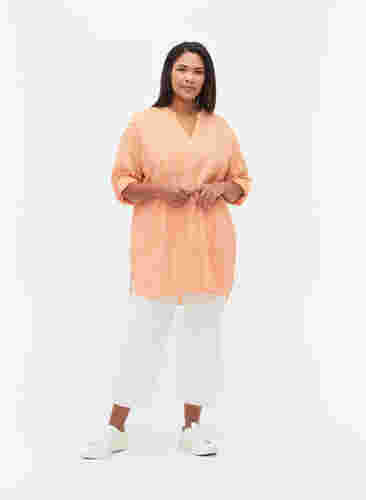 Stribet bomuldsskjorte med 3/4 ærmer, Exuberance Stripe, Model image number 2