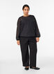 Bluse i chiffon med strukturm&oslash;nster, Sort, Model image number 1