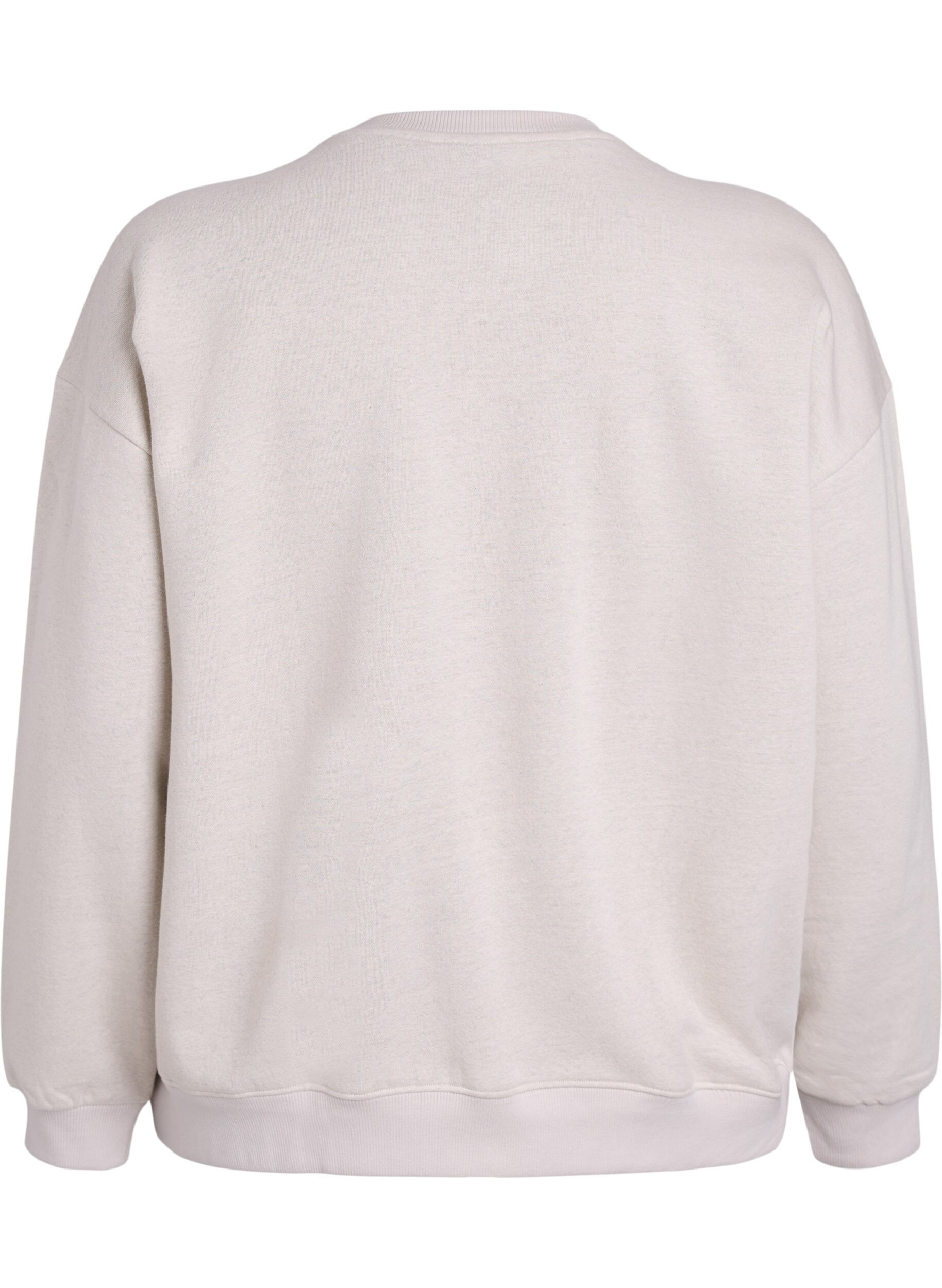 Zizzi Sweatshirt med tekst foran, Beige, Packshot image number 1