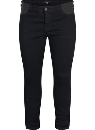 Super slim Amy jeans med elastik i taljen, Black, Packshot image number 0