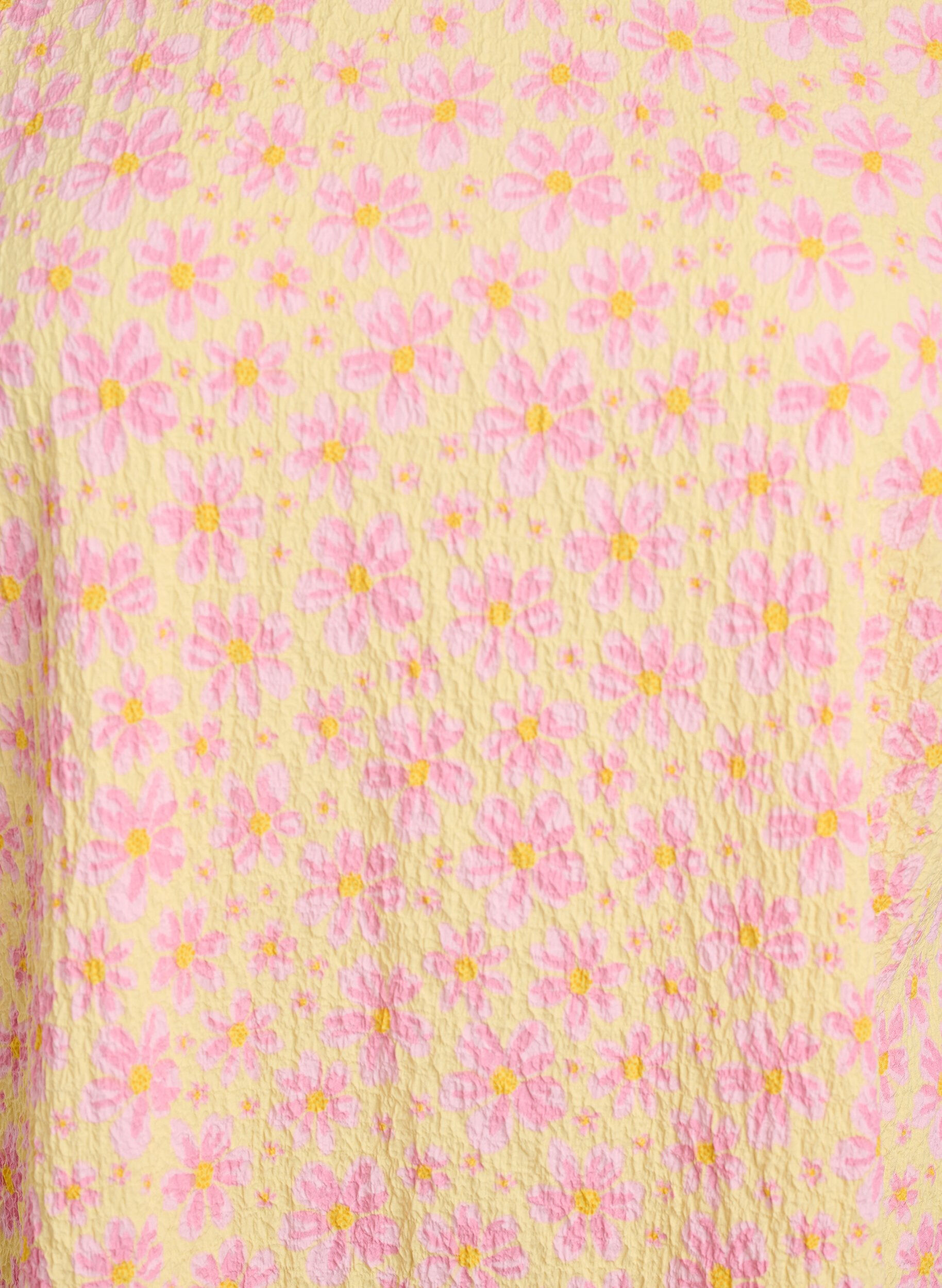 ZizziKort kjole med kr&oslash;llet struktur og korte &aelig;rmer, Gul, Packshot image number 2