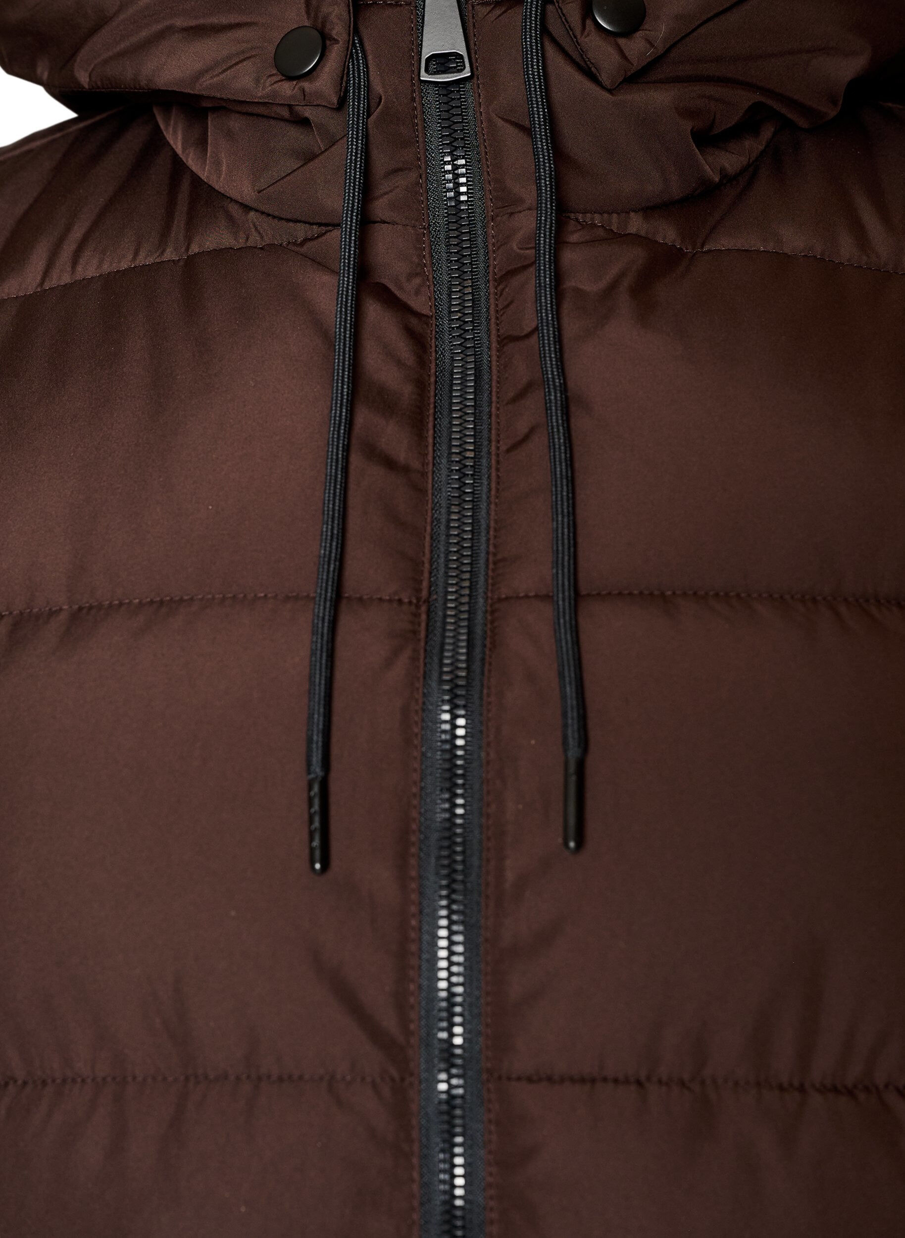 ZizziLang vest med h&aelig;tte og lommer, Brun, Packshot image number 2