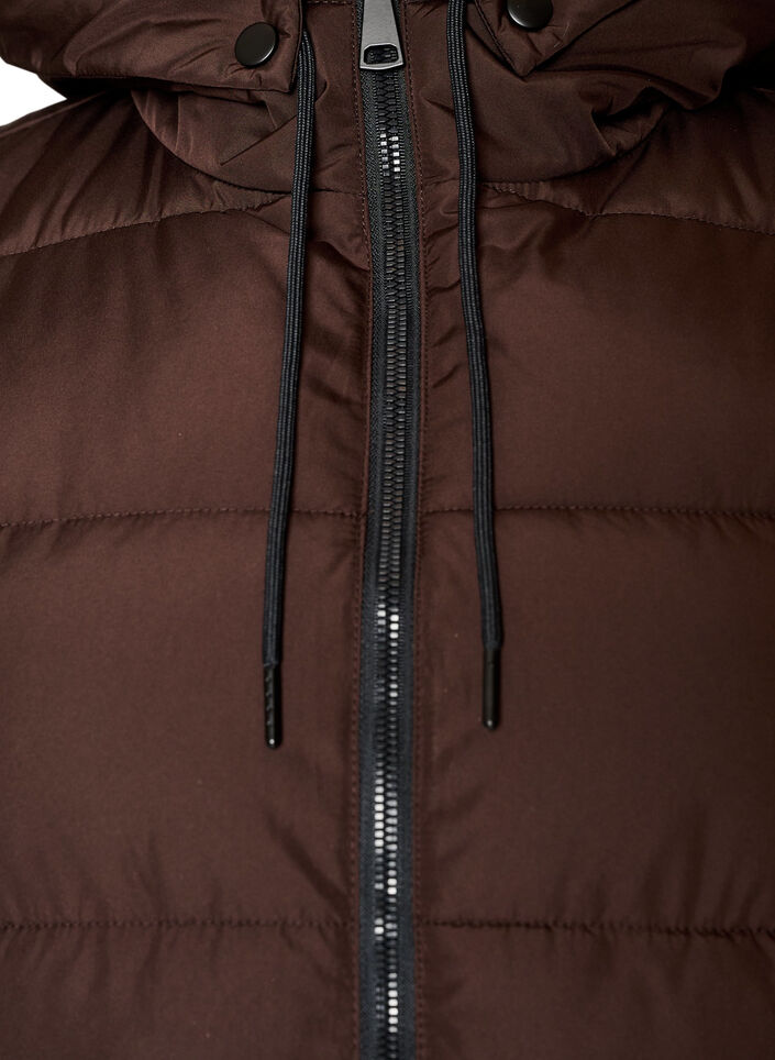 Lang vest med h&aelig;tte og lommer, Brun, Packshot image number 2