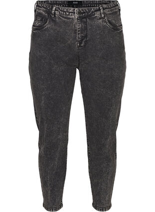 Cropped mom fit Mille jeans med høj talje, Black acid washed, Packshot image number 0