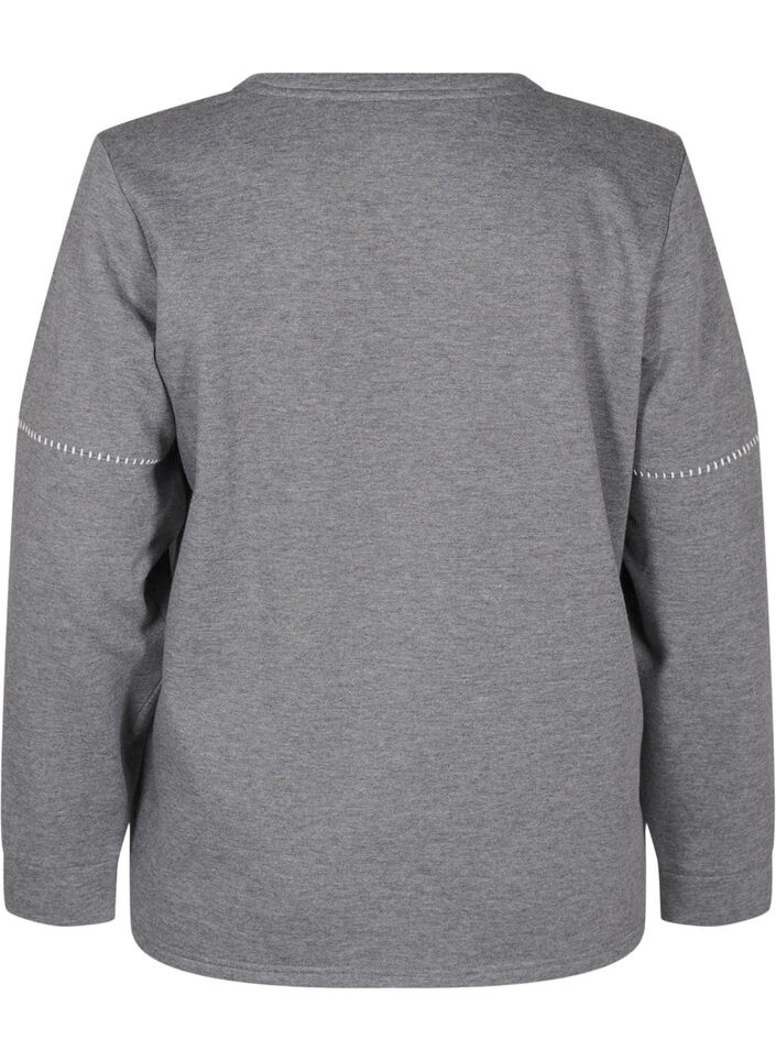 Sweatshirt med kontrastsyninger, Medium Grey Mél, Packshot image number 1