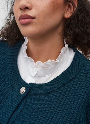 Løs skjortekrave med flæsekant, Bright White, Model image number 1