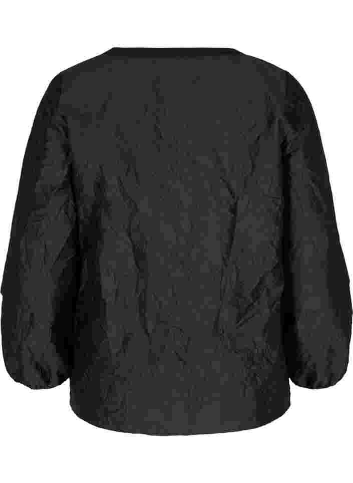 Struktureret jakke med v-udskæring, Black, Packshot image number 1