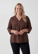 Bluse med 3/4 &aelig;rmer, Brun, Model image number 0