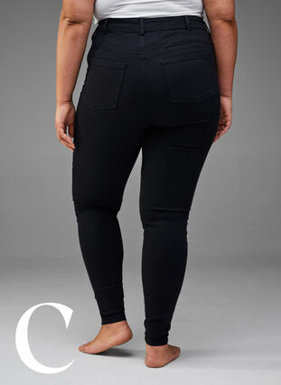 Super slim jeans med høj talje, Black, Model image number 7