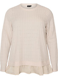 Struktureret bluse med fl&aelig;sekant, Vanilla