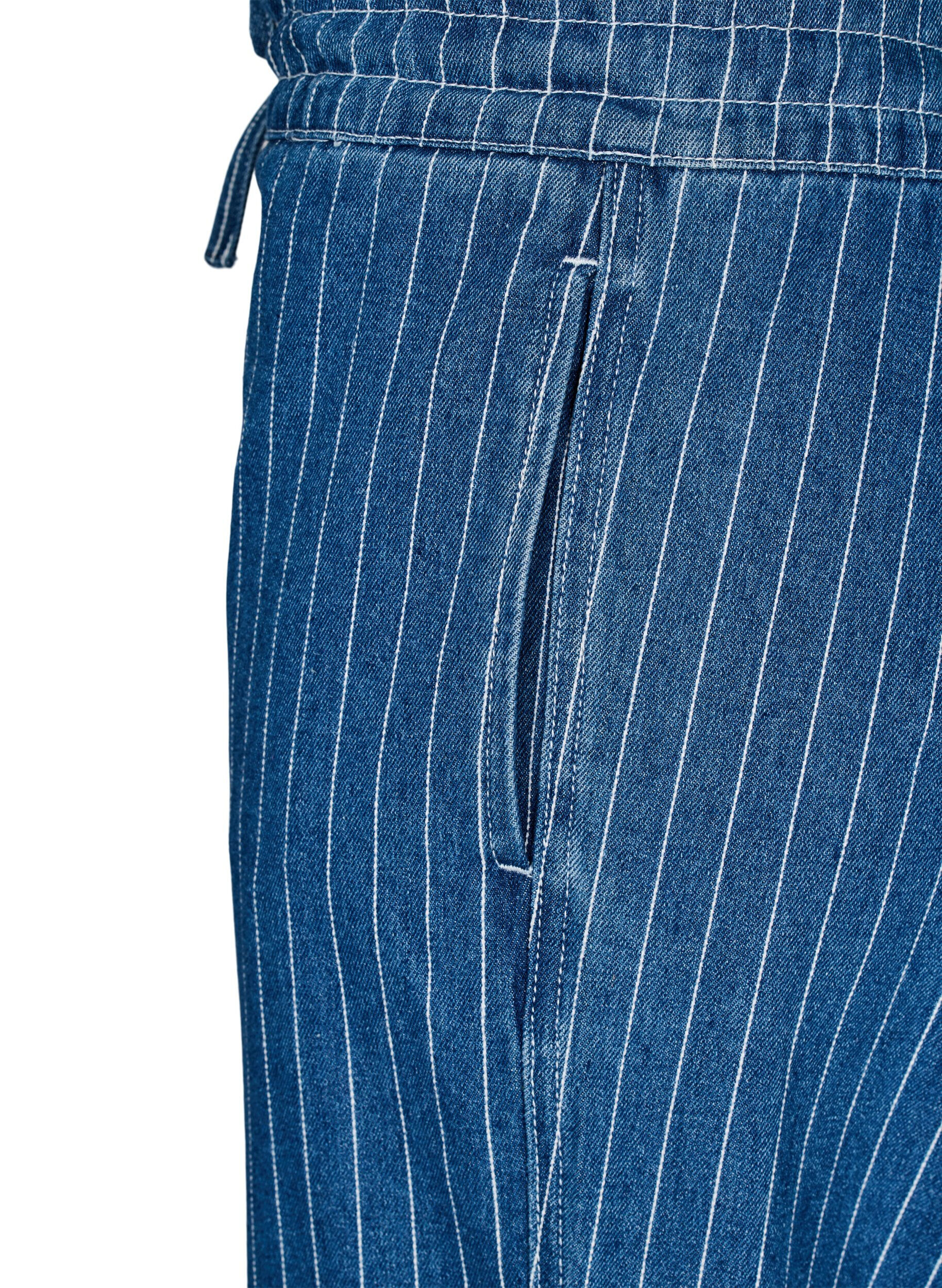 Zizzi Denim jeans med brede ben og striber, Bl&aring;, Packshot image number 3