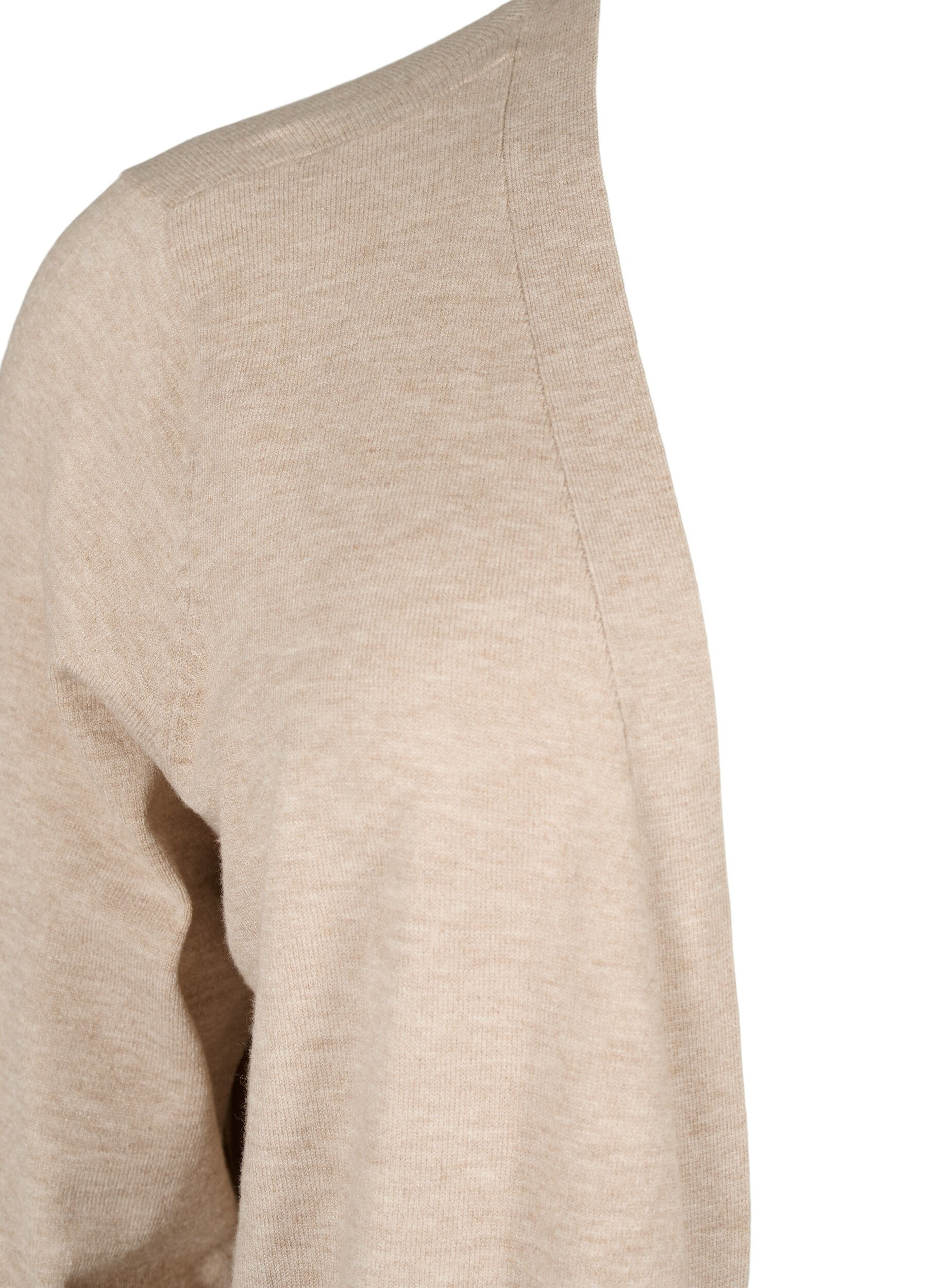 Zizzi Strikket cardigan med slids og rib, Simply Taupe Mel., Packshot image number 2