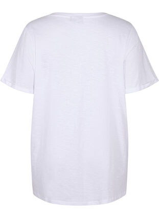 Ensfarvet oversize t-shirt med v-hals, Bright White, Packshot image number 1