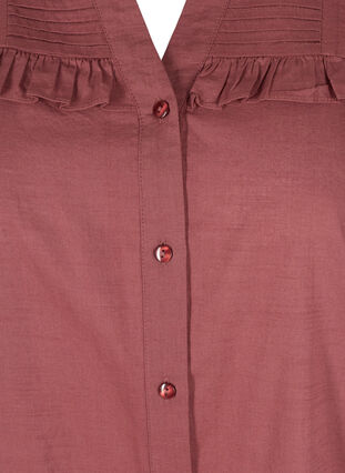 Bomulds tunika med knapper og flæser, Red Wine, Packshot image number 2