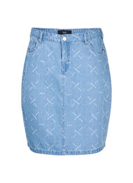 Denim nederdel med mønster, Light blue denim