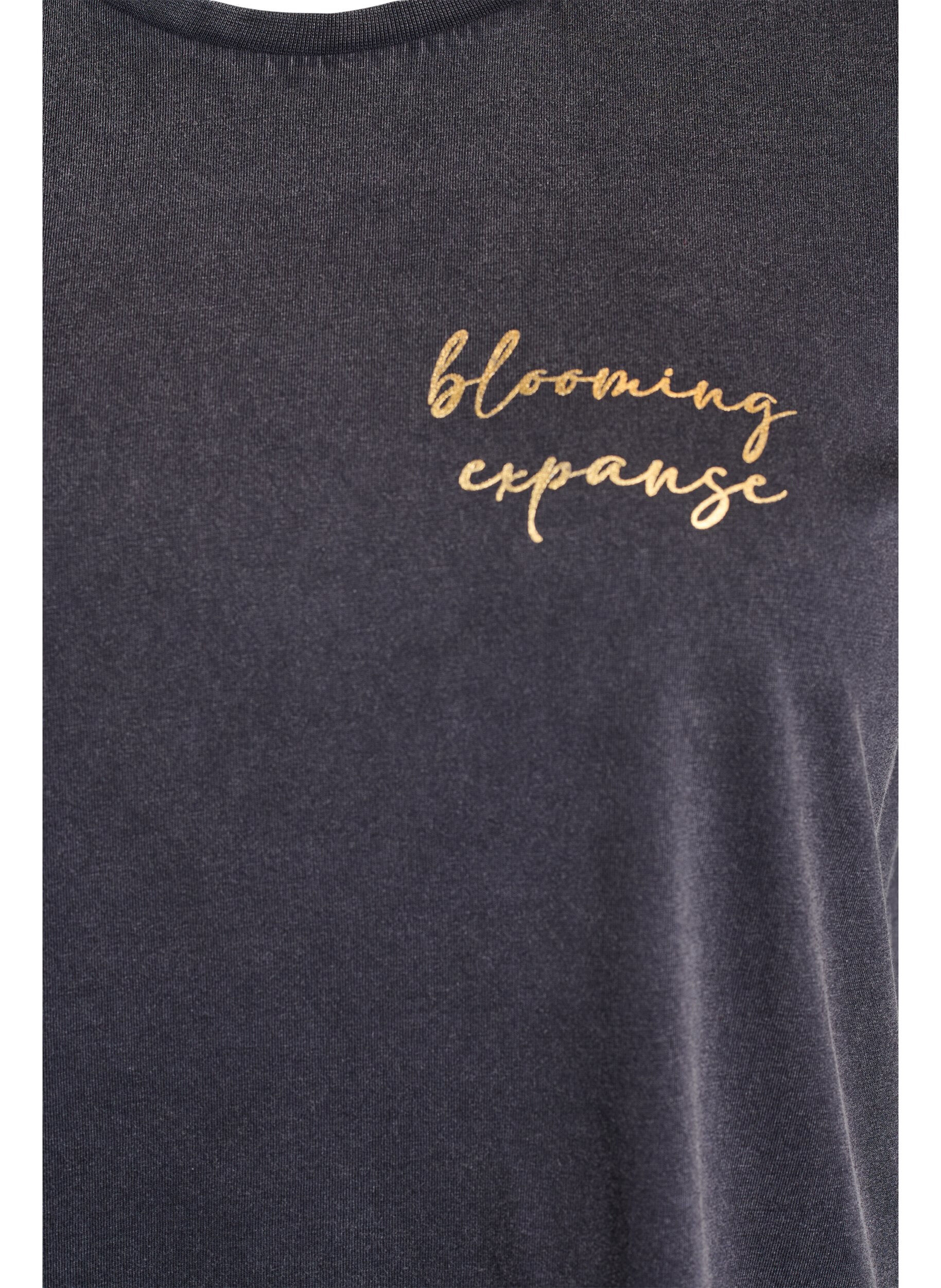 Zizzi T-shirt i &oslash;kologisk bomuld med cool motiv, Gr&aring;, Packshot image number 2