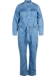 Langærmet denim jumpsuit, Light Blue Denim