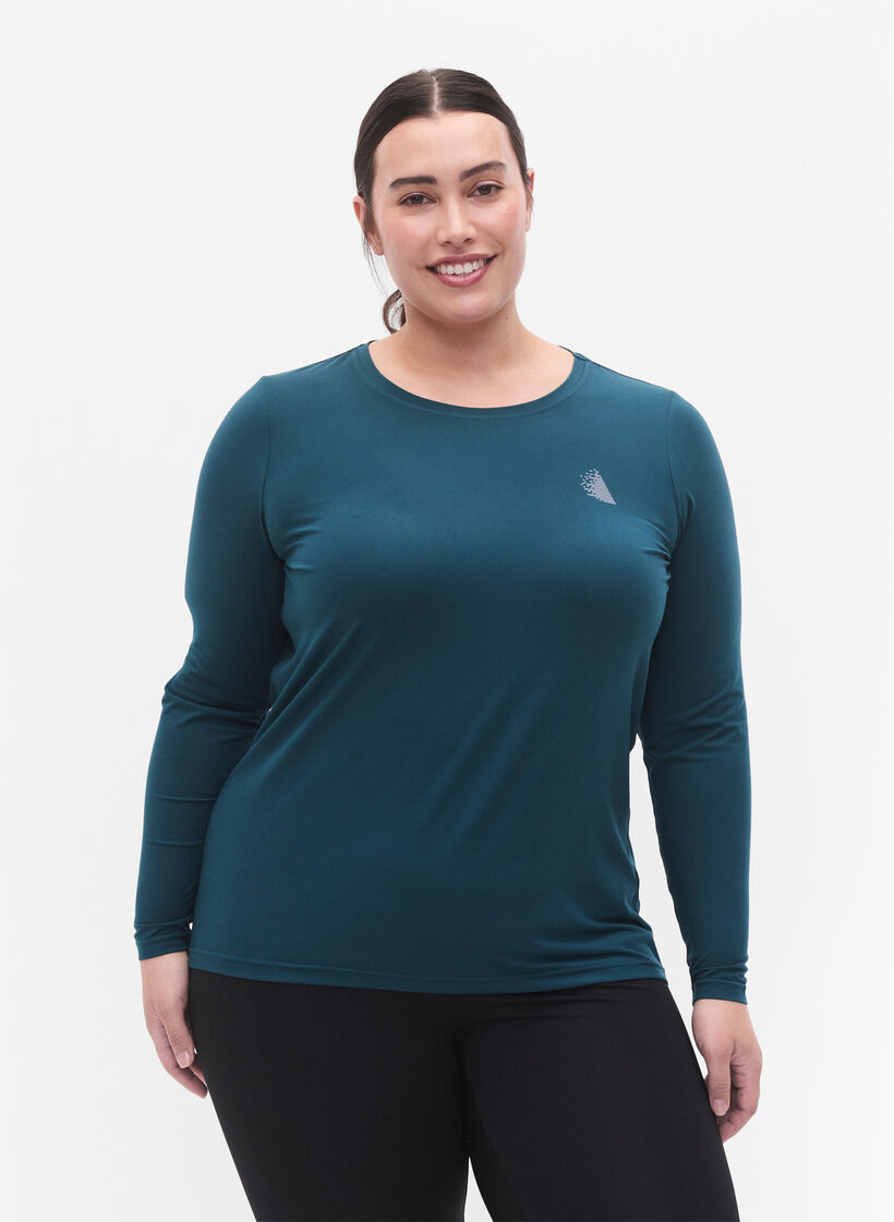 Langærmet træningsbluse, Deep Teal, Model image number 0
