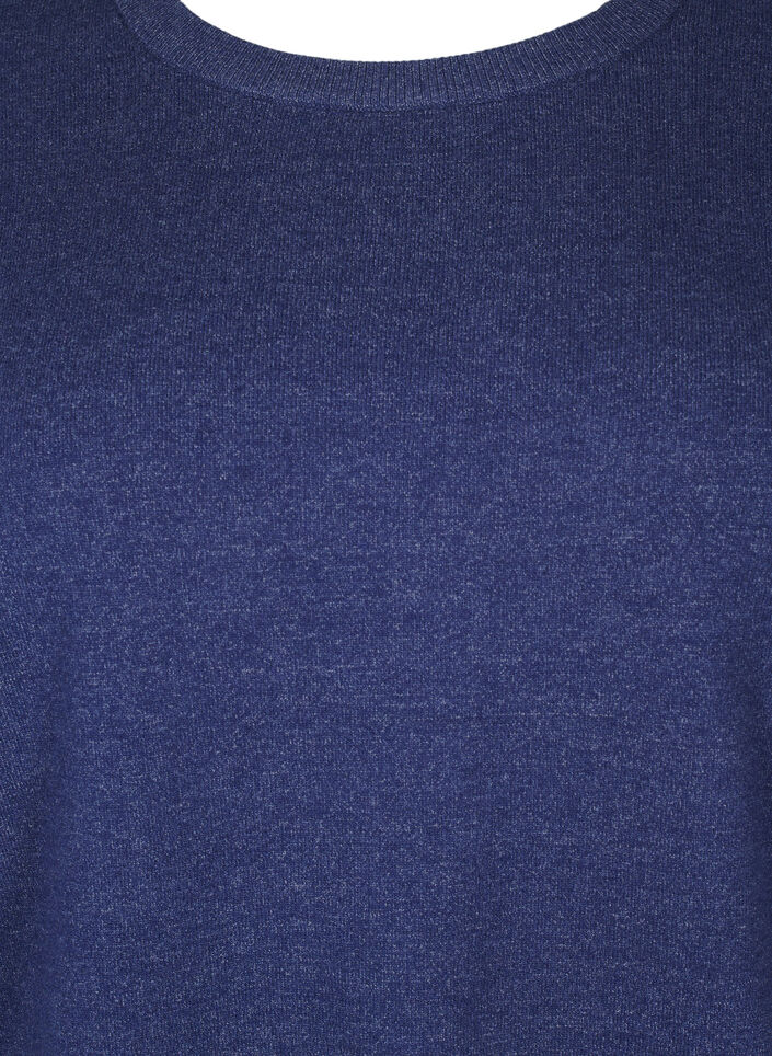 Langærmet strikbluse med slids, Blå, Packshot image number 2