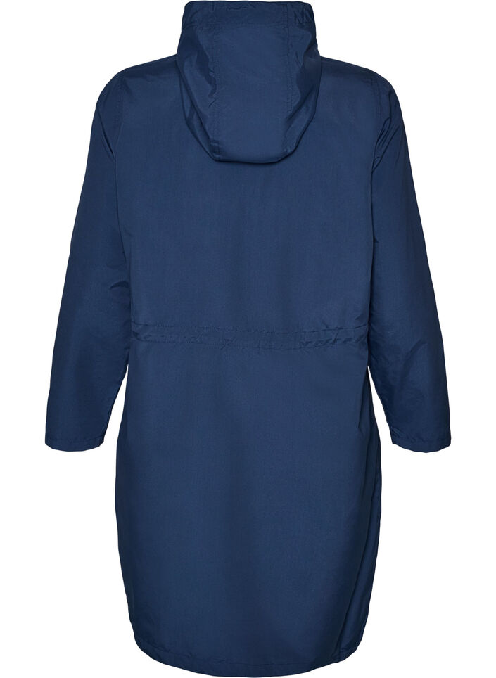 Parka i let materiale med h&aelig;tte, Bl&aring;, Packshot image number 1