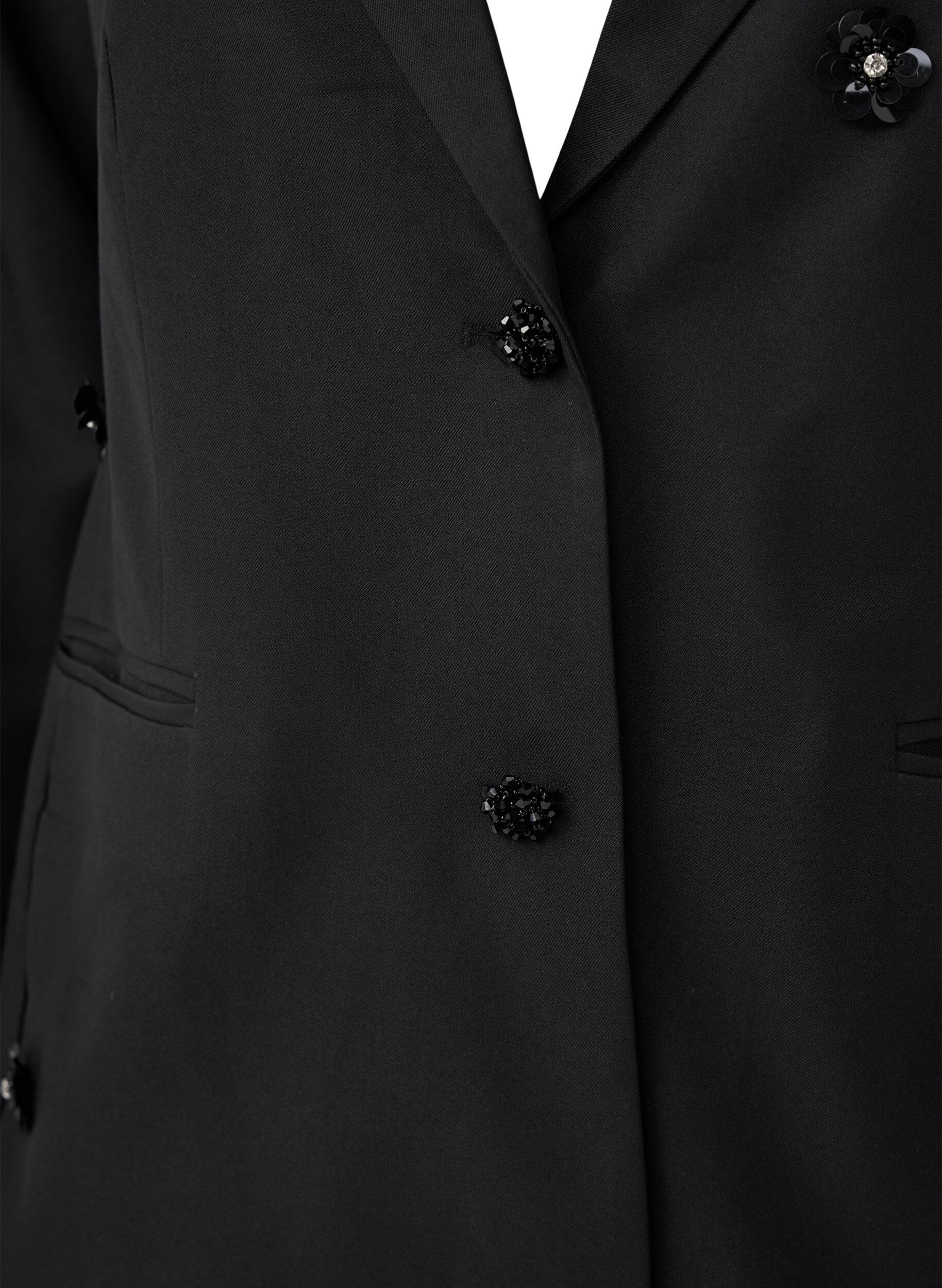Zizzi Blazer med pailletblomster, Black, Packshot image number 2