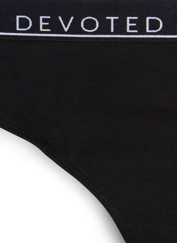 Bomulds g-streng med regulær talje, Sort, Packshot image number 2