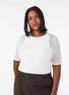 Meshbluse med korte &aelig;rmer og rund hals, Vanilla, Model image number 0