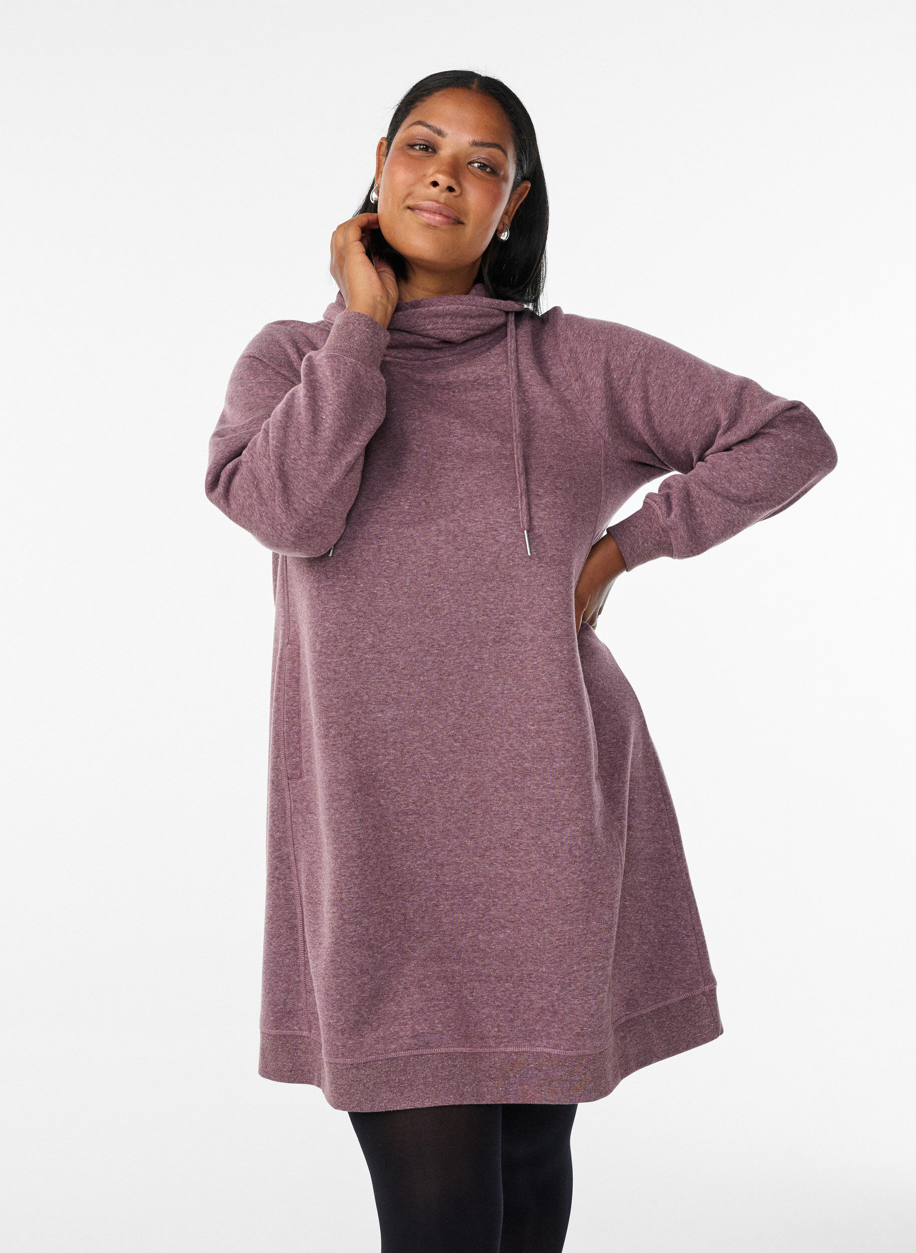 ZizziKort sweatkjole med h&oslash;j krave og lommer, R&oslash;d, Model image number 0