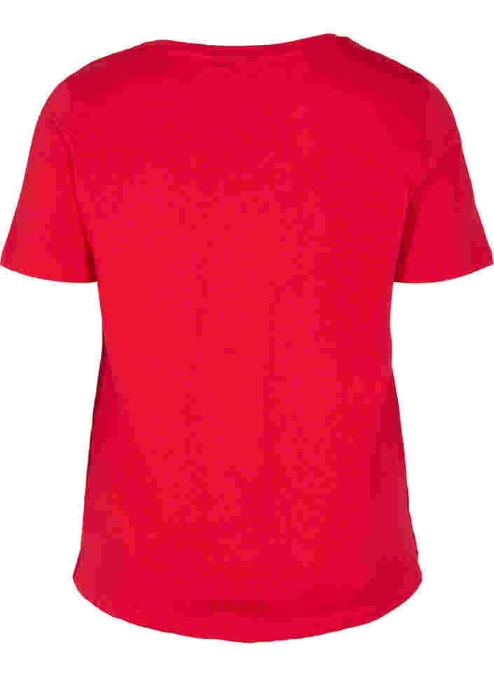 Kortærmet bomulds t-shirt med tekstprint, Chinese Red, Packshot image number 1